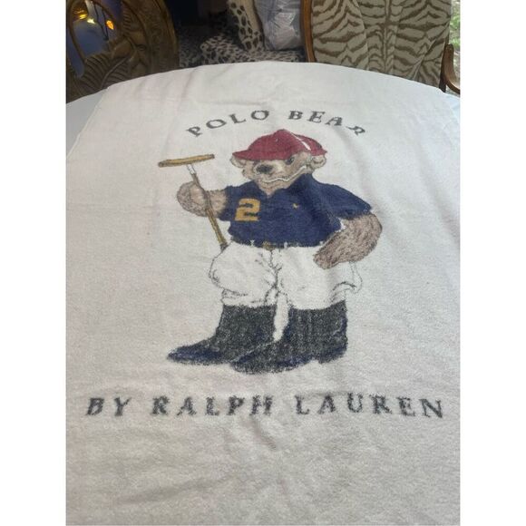 Vintage Polo Ralph Lauren Beach Towel Bear Polo Player Bath Rare Made in USA - Picture 2 of 8